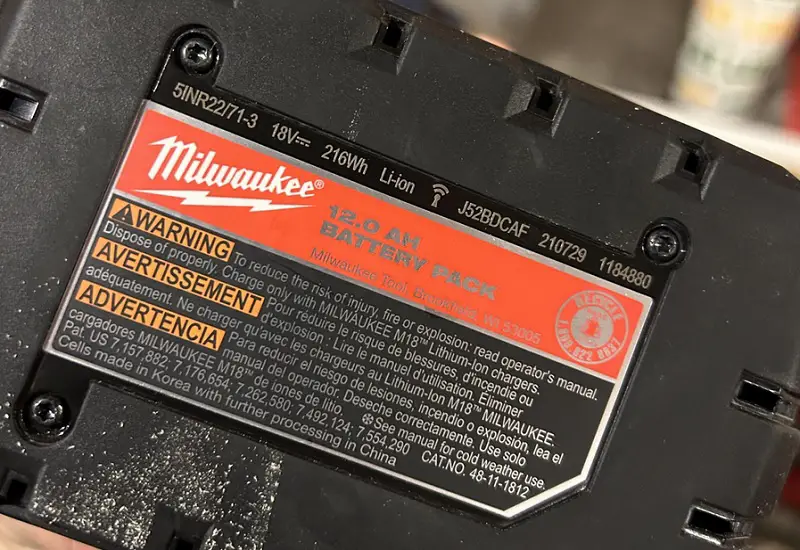 Where is the Serial Number on a Milwaukee Battery